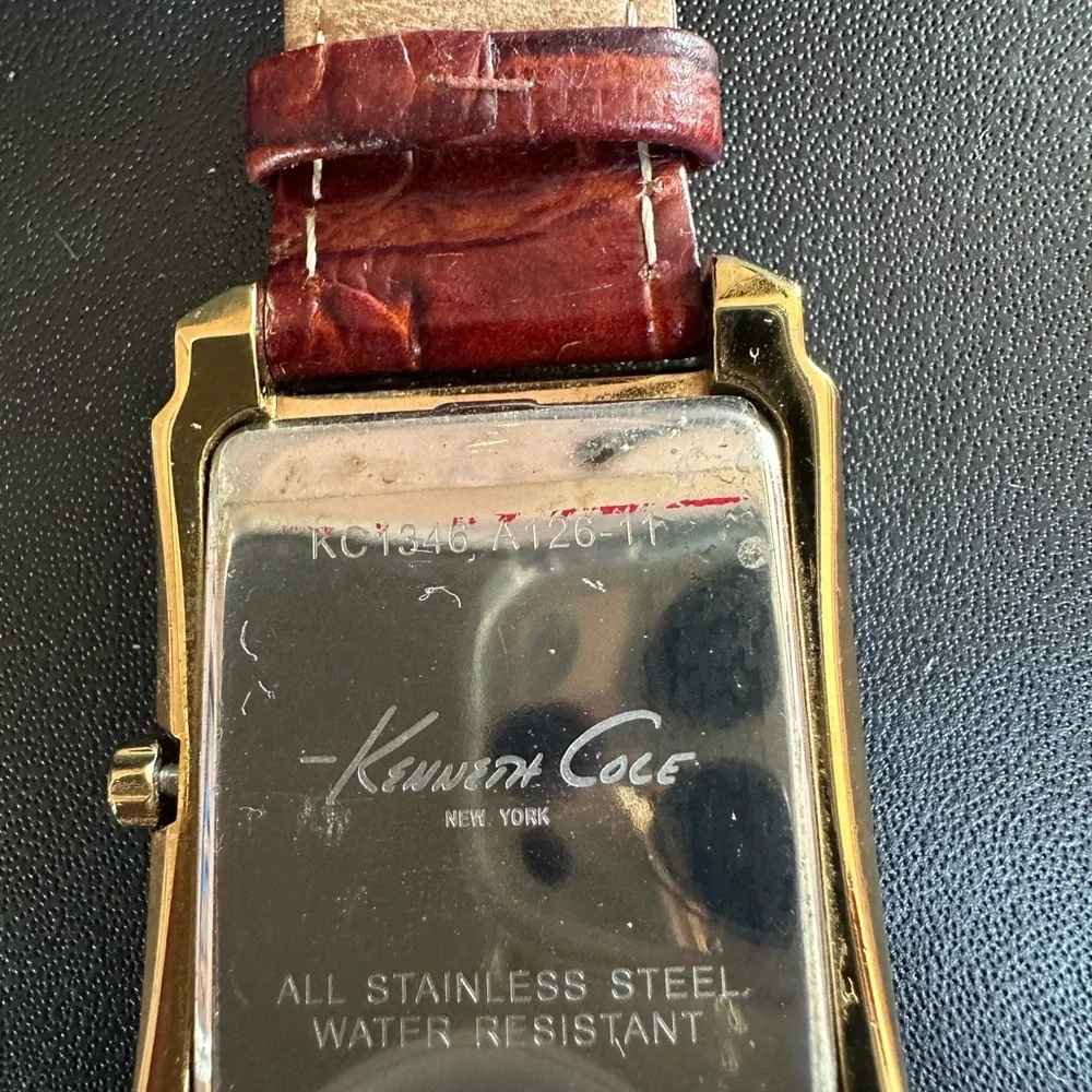 Kenneth Cole Gold Watch with Burgundy Strap - Picture 4 of 7